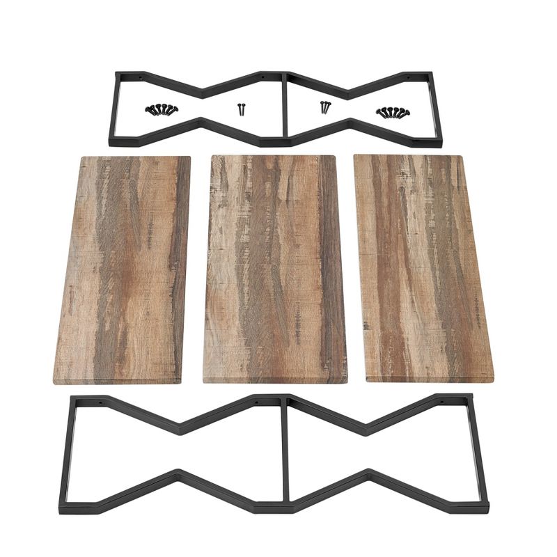 9" x 24" 3 Tier Industrial Floating Wood Wall Shelf Black - Danya B.