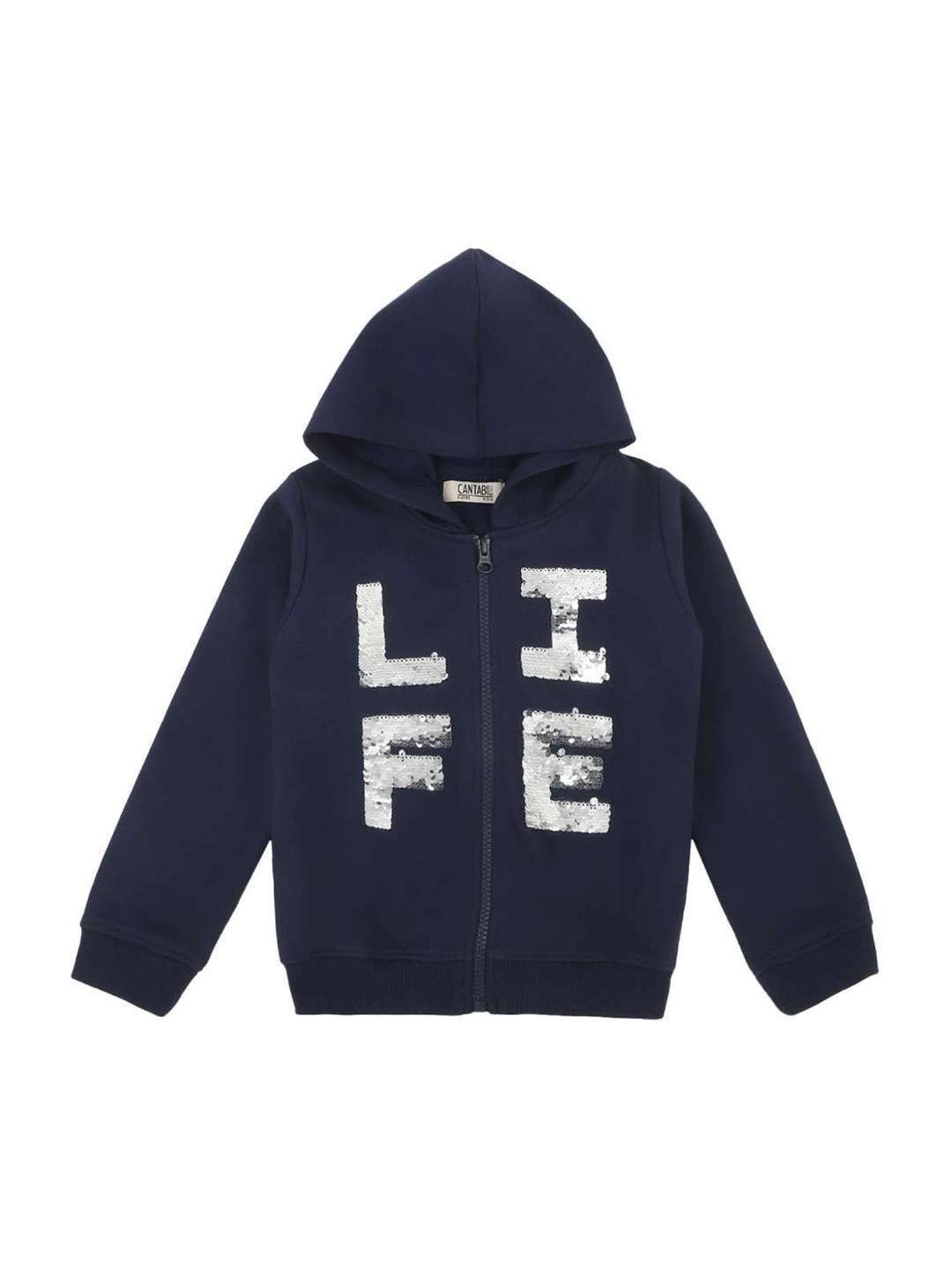 Cantabil Kids Navy Embellished Full Sleeves Sweatshirt