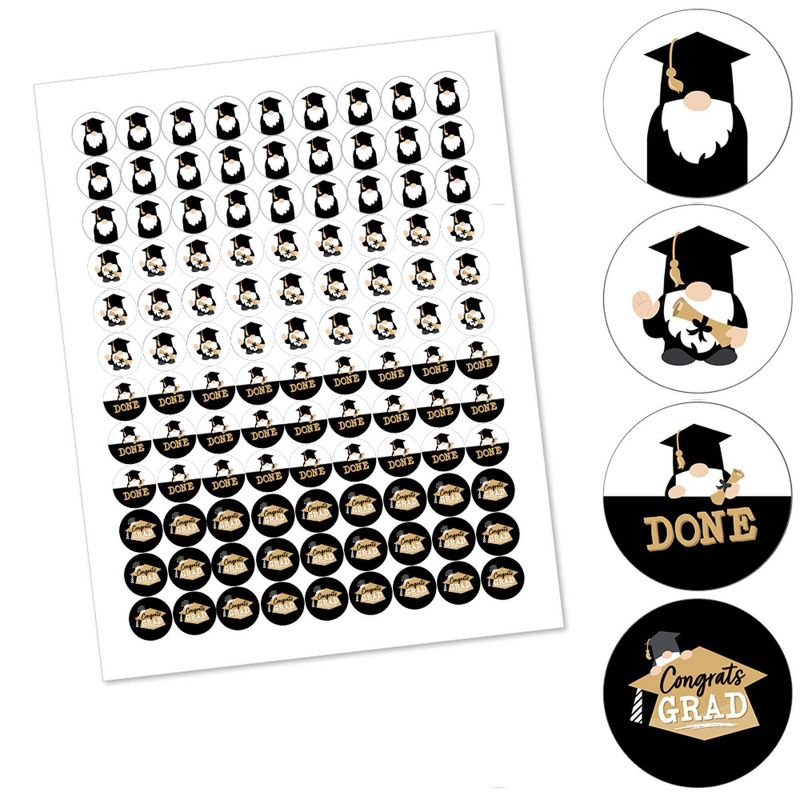 Big Dot of Happiness Grad Gnomes - Graduation Party Round Candy Sticker Favors - Labels Fit Hershey's Kisses (1 sheet of 108)