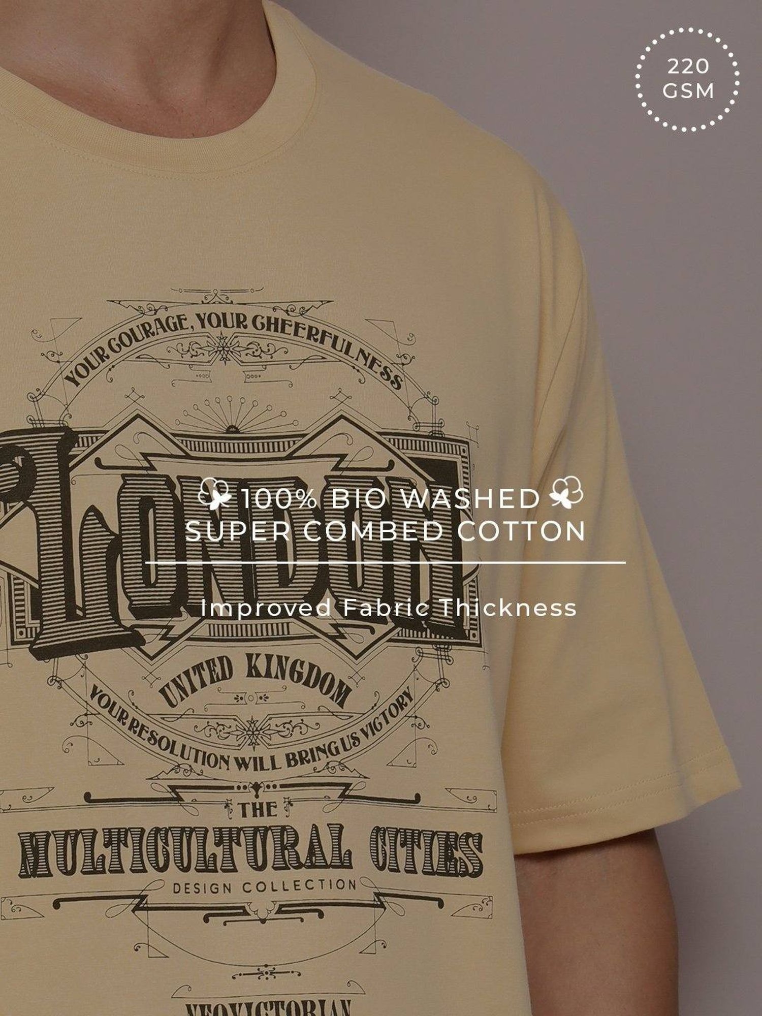 Dillinger Beige Cotton Loose Fit Printed T-Shirt