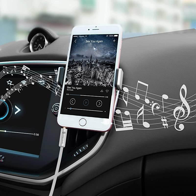 Long Aux Cable 6.5Ft- Auxiliary Audio Cable for Headphones, Car, Home Stereos, iPhone/Ipad iPod/Echo Dot, Galaxy S8/ Galaxy Note 8/ Smartphones & More - Silver