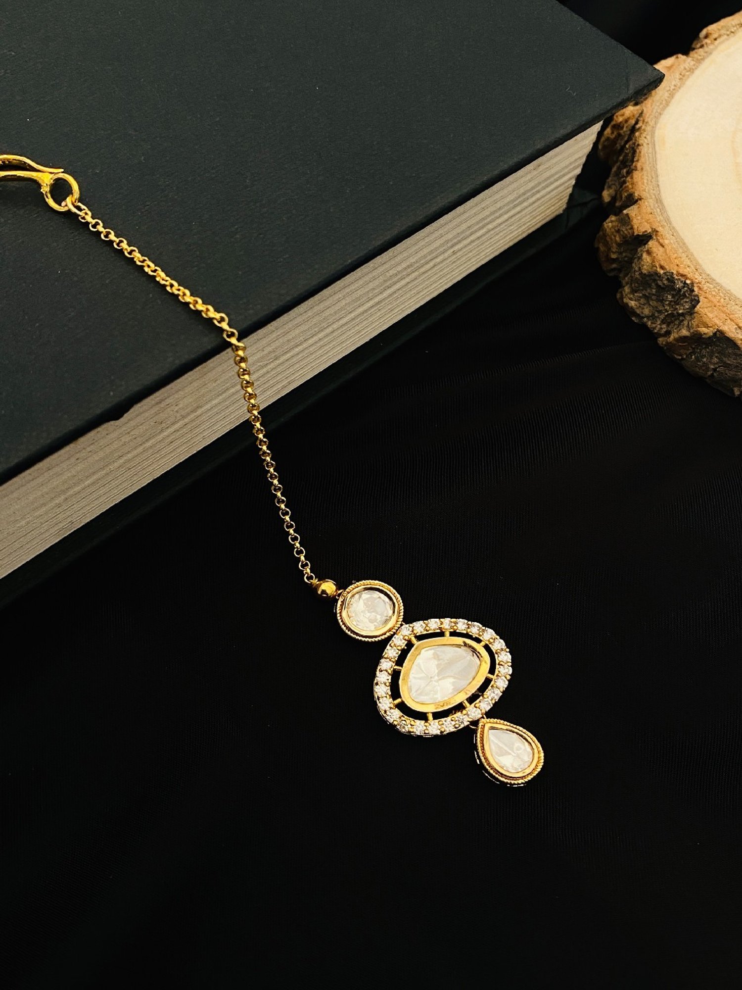 Abdesigns Elite Polki Kundan Maang Tikka