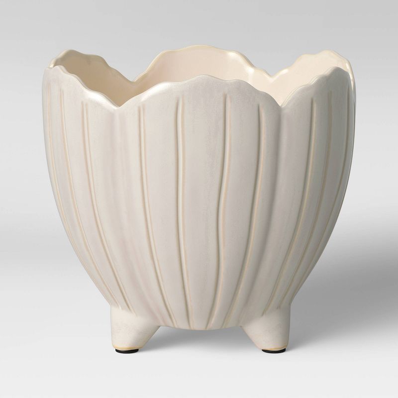 8" Earthenware Planter White Petal - Opalhouse™