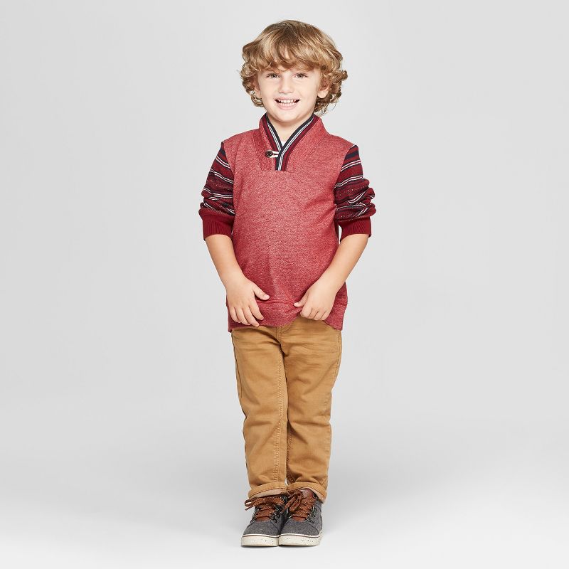 Genuine Kids® from OshKosh Toddler Boys' Shawl Pullover Sweater - Cranberry 12M
