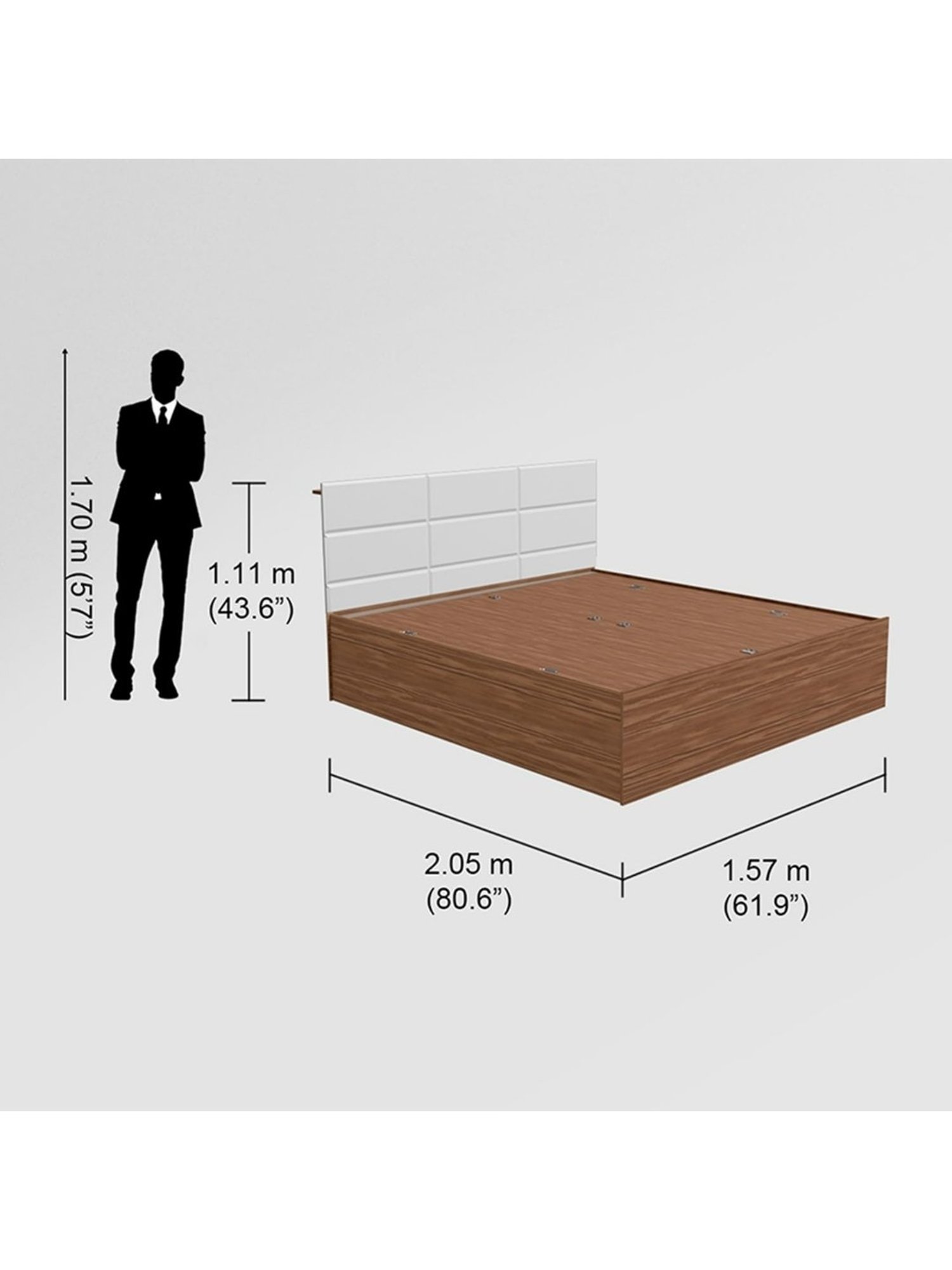 Godrej Interio Chocolate Wee White Engineered Wood Queen Bed with Box Storage