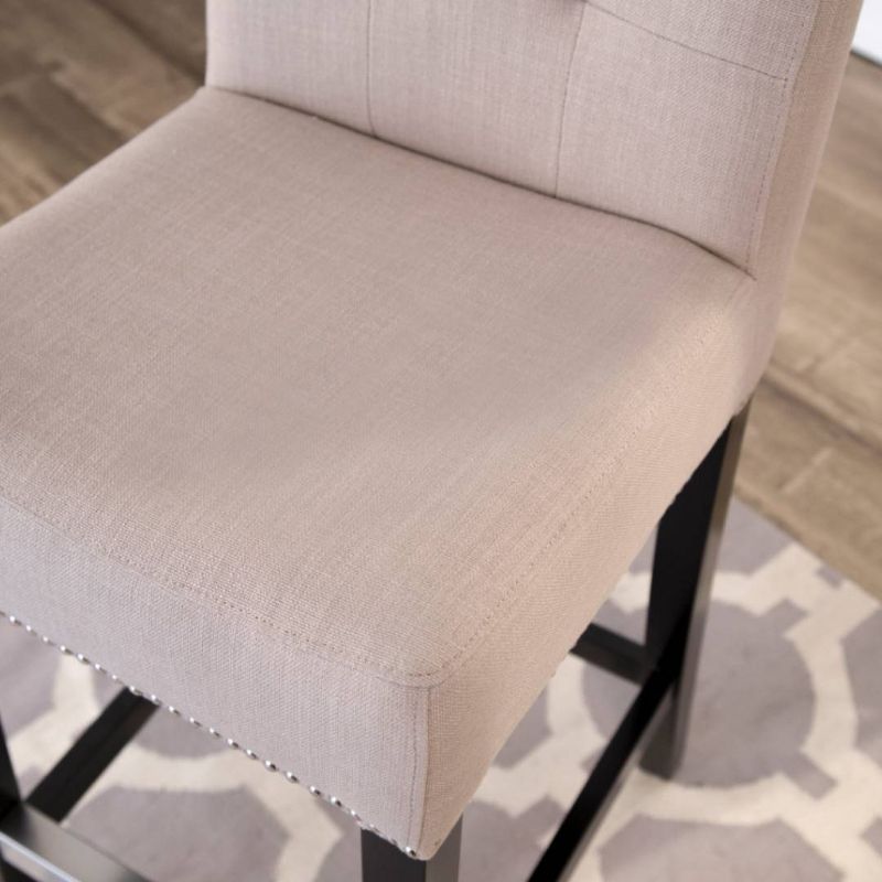 30" Linden Tufted Linen Barstool Beige - Abbyson Living