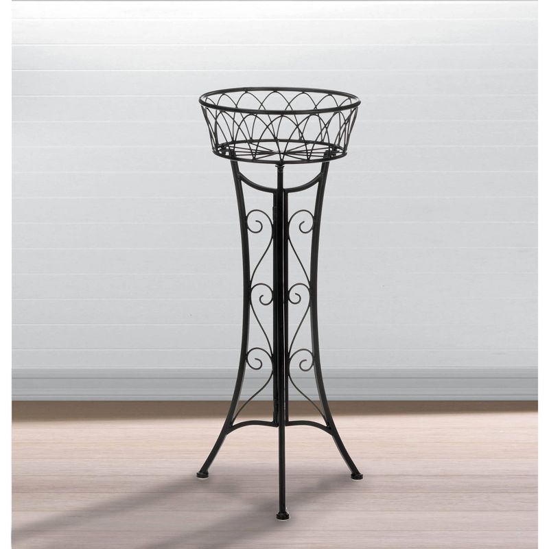 4.8" Indoor/Outdoor Iron Curlicue Plant Stand Black - Zings & Thingz