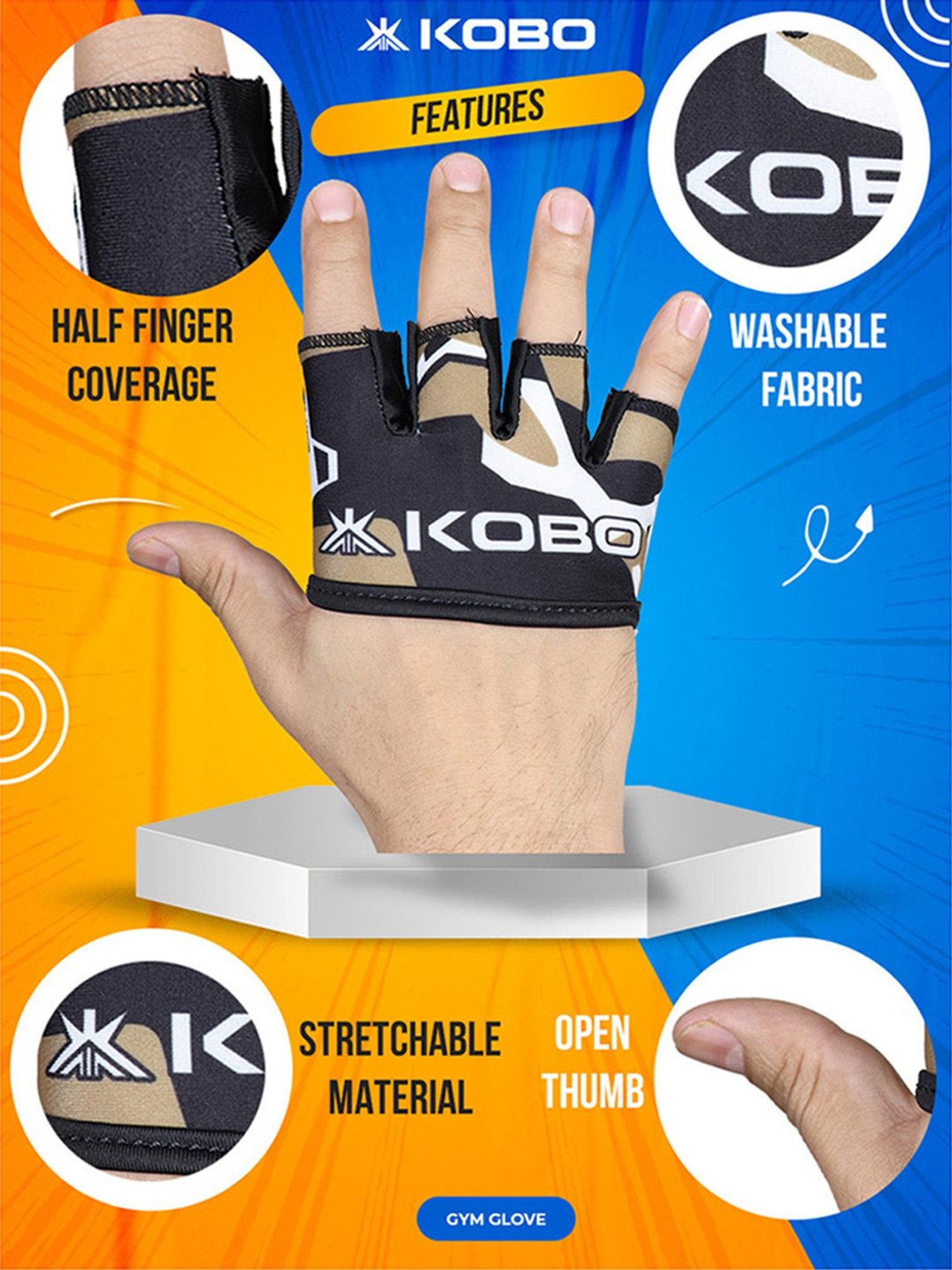 Kobo Weight Lifting Gym Gloves (Brown) Size - S