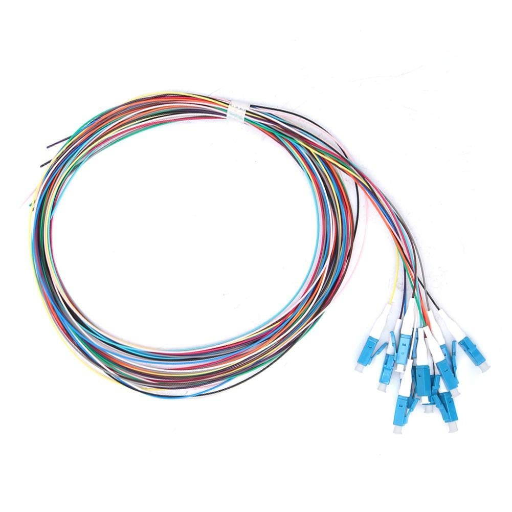 Fiber Optic Pigtail 12 Strand Fiber Optic Pigtail LC/UPC Single Mode Low Insertion Loss with Ceramic Ferrule 1.5m for Optical Fiber LAN Optical Fiber Communication System