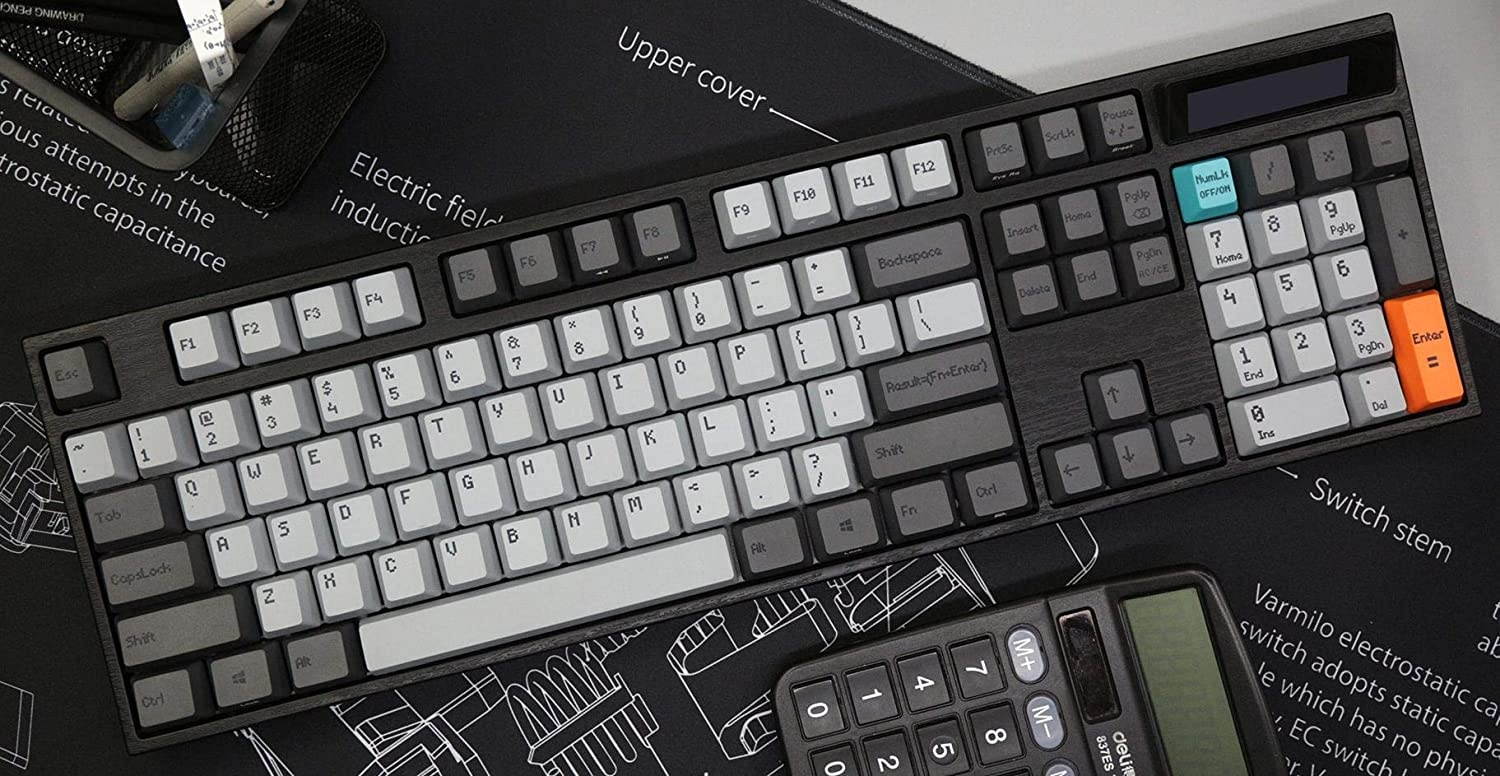 Varmilo VA104C Calculator White LED Dye Sub PBT Mechanical Keyboard (Cherry MX Silver)