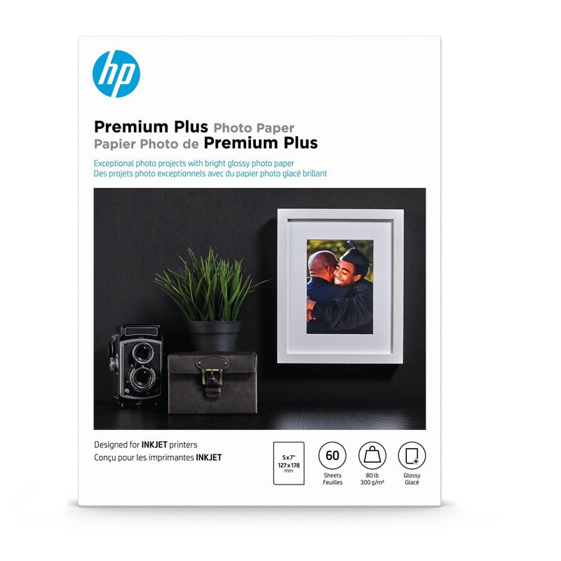 HP Premium Plus Photo Paper 80 lbs. Glossy 5 x 7 60 Sheets/Pack CR669A