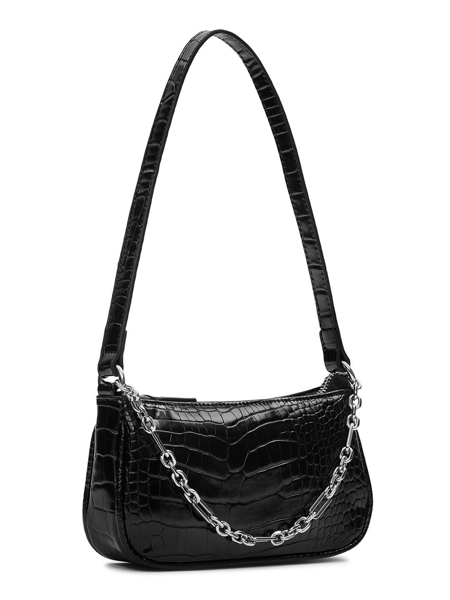Miraggio Maria Black Textured Small Faux Leather Shoulder Bag