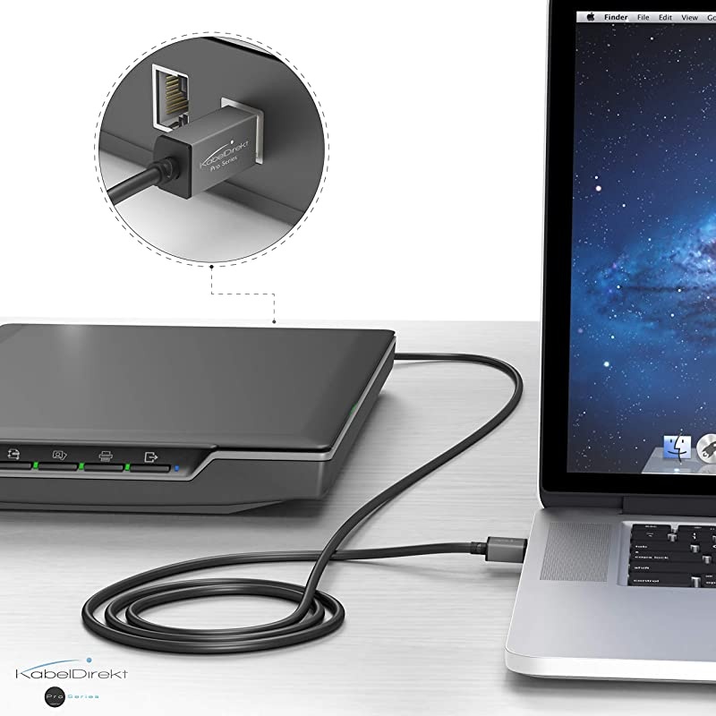 USB B 2.0 Cable &ndash; 6 feet &ndash; (USB A to USB B for Printers, Scanners, and Fax Machines, Black, Space Gray) &ndash; Pro Series