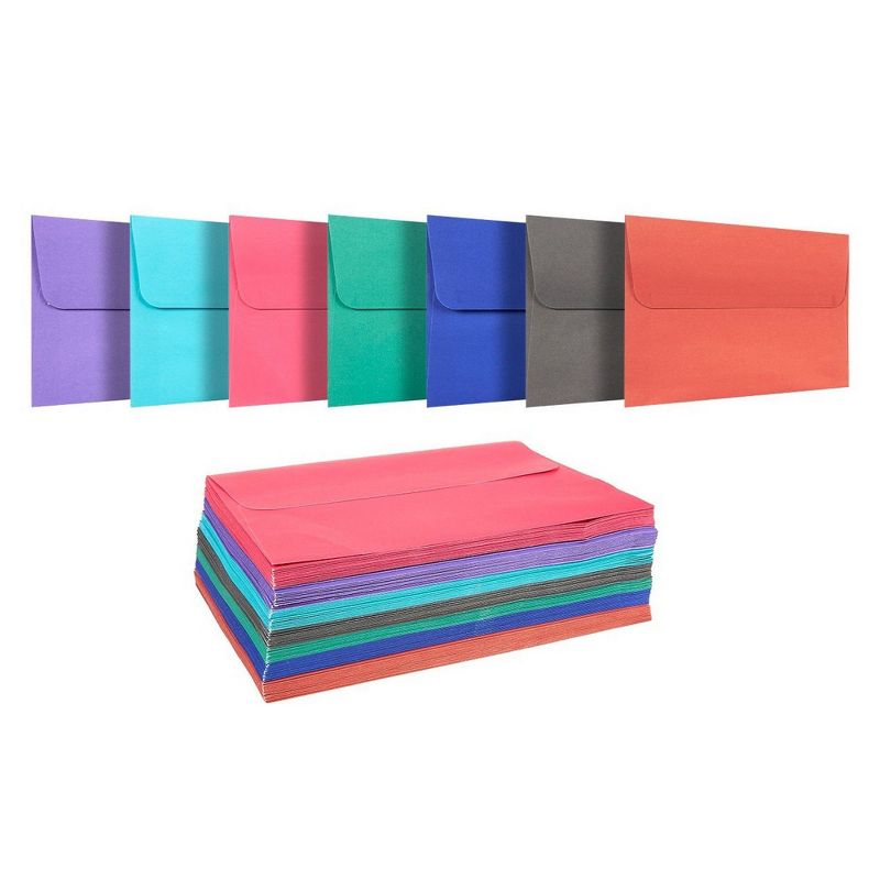 100 Pack Assorted Colors A7 Envelopes - Includes Blue, Pink, Purple, Green, Greeting Cards and Invitation Self Seal Square Flap Envelopes, 5.25x7.25"