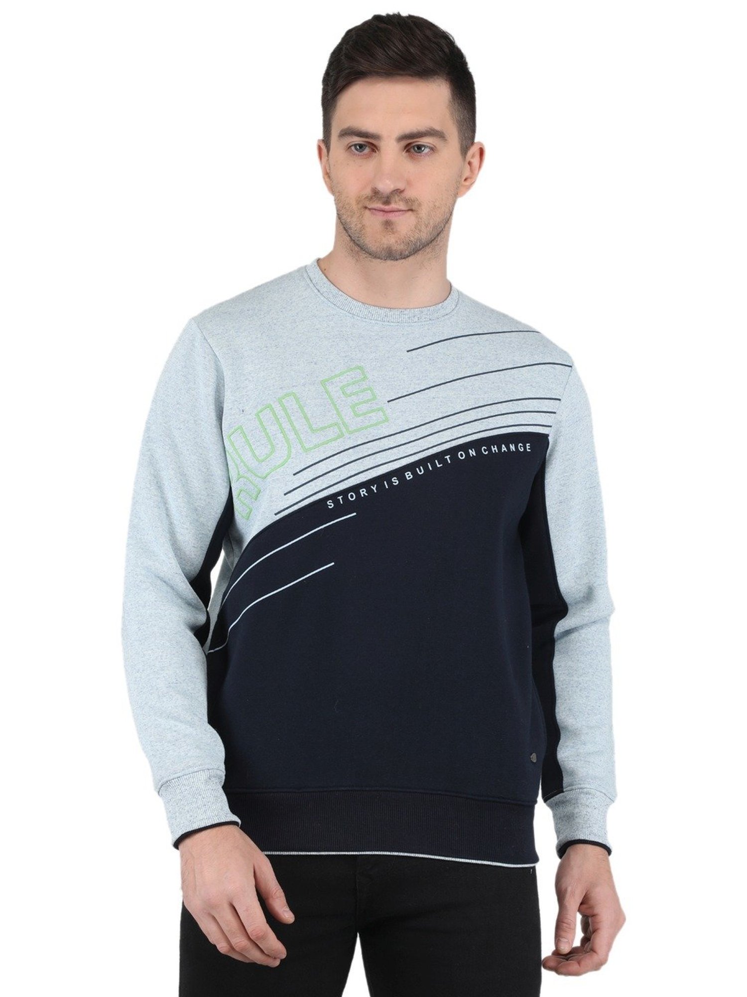 MOCA by Monte Carlo Blue Regular Fit Printed Sweatshirt