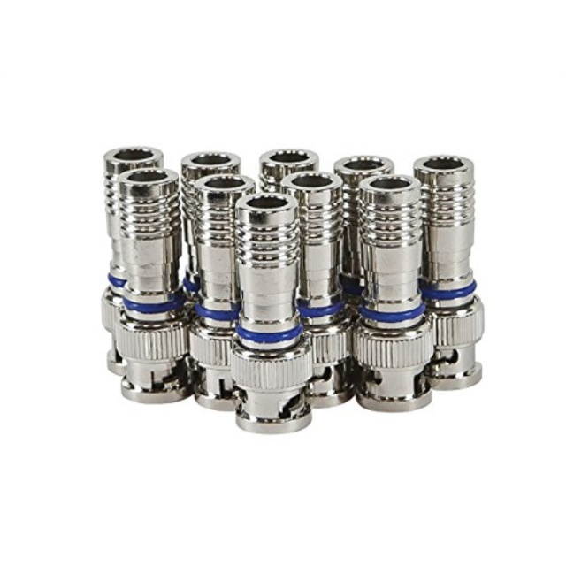 HDView 10PCS CCTV Male BNC Compression Connector RG59 Coax Cable Adapter for Security Camera, Best Quality