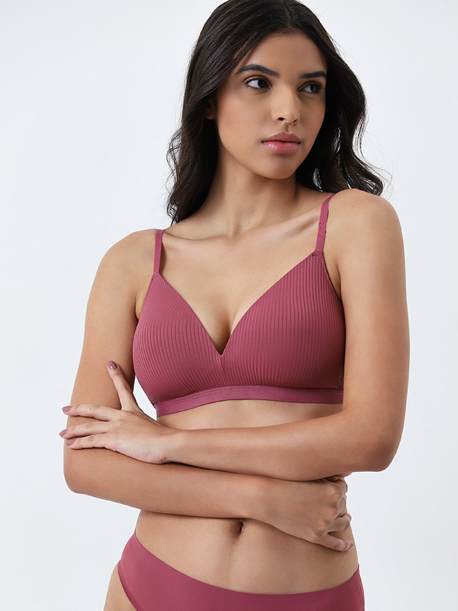 Wunderlove by Westside Dusty Rose Self-Striped Padded Bra
