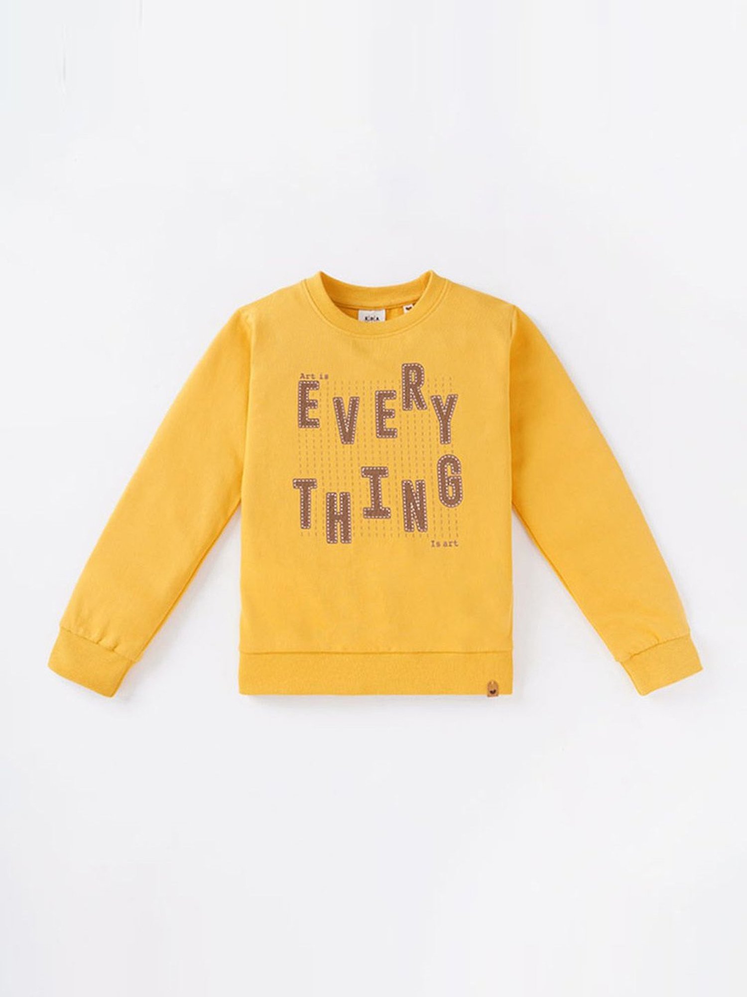 Ed-a-Mamma Kids Yellow Cotton Printed Full Sleeves Sweatshirt