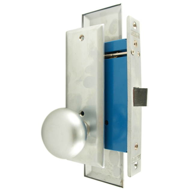 Maxtech (Marks 114DW/26D Like) Satin Chrome Right Hand Heavy Duty Mortise Lock Knob Vestibule Function Always Locked Storeroom Latch Only Lockset, Screwless Knobs Thru Bolted Lock Set