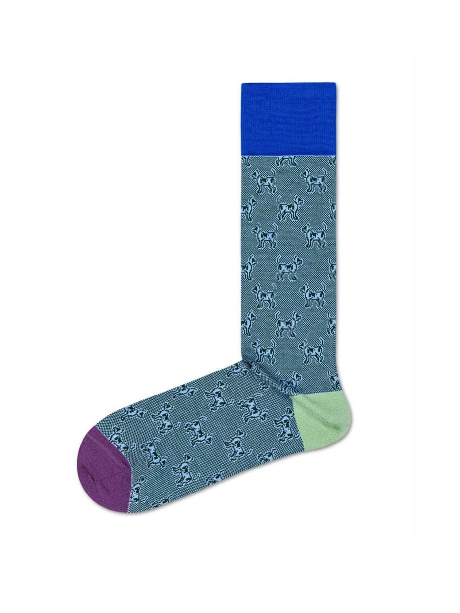 Happy Socks Dressed Laika Blue Cotton Printed Socks (39-42)