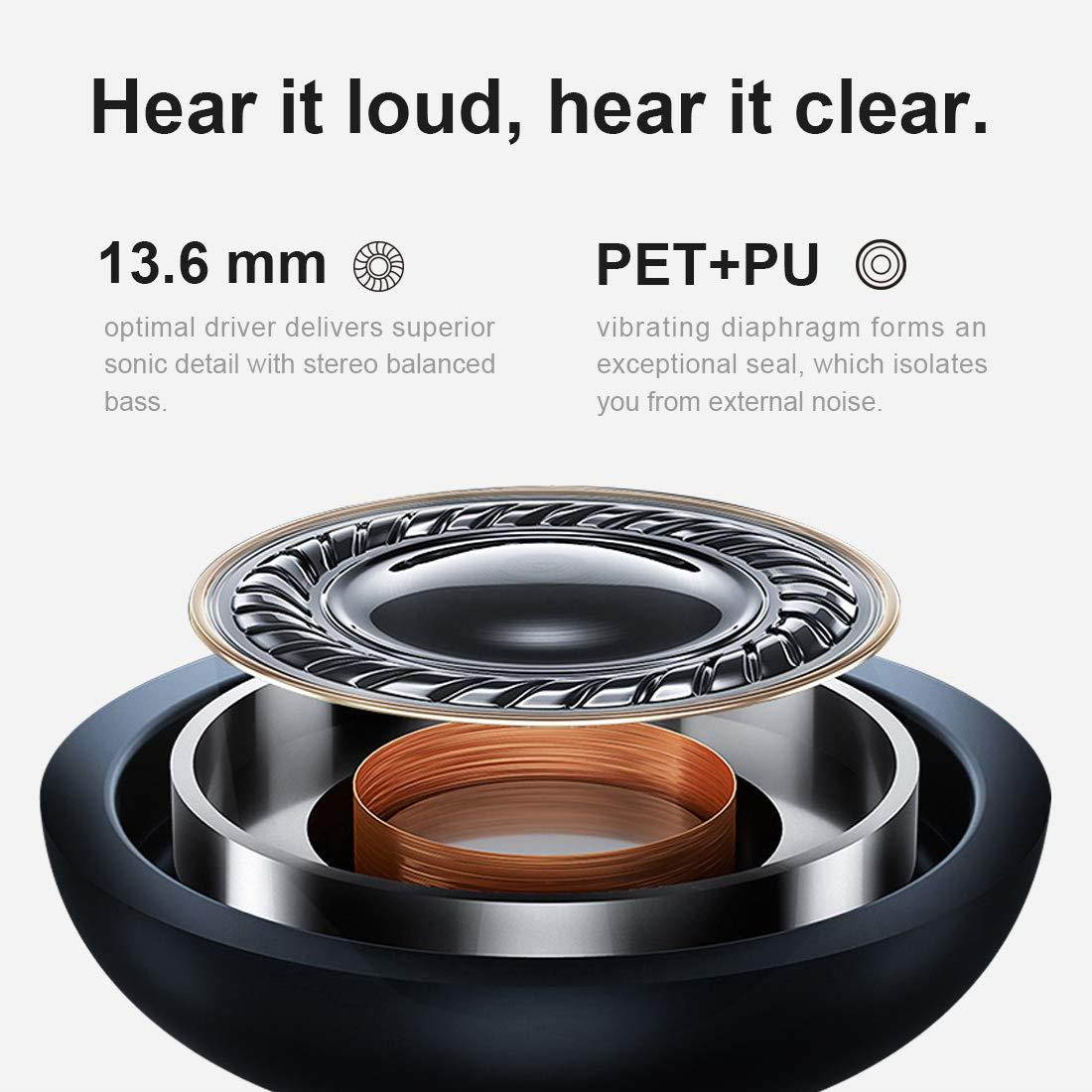 TANGMAI in Ear Headphones Wired Earbuds with Microphone, Wired Earphones with 13.6mm Extra Big Drivers, HiFi Deep Bass Lightweight Comfortable Wearing 3.5mm Earbuds for Laptop/Smartphone/PC, Black