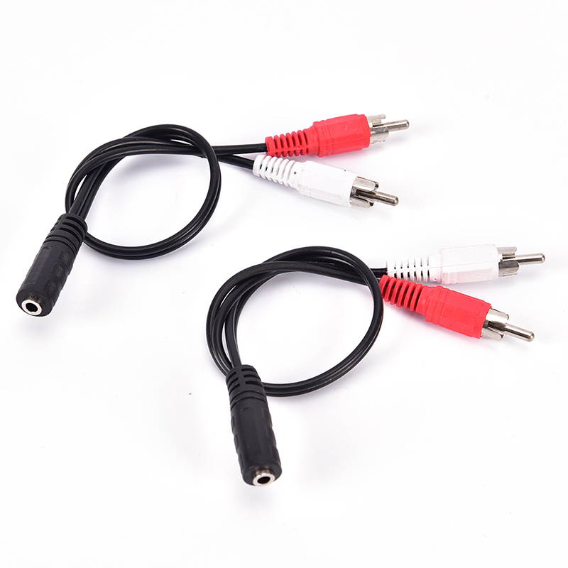 2-RCA Male Plug to 3.5mm Female Aux Audio Headphone Jack Converter Adapter Cable