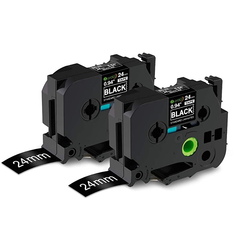 Compatible Label Tape Replacement for Brother Ptouch Label Maker Tape, TZe-355 24mm 1 Inch Standard Laminated White on Black Compatible with Brother Ptouch PTD600 PTP700 PT2300, 2-Pack