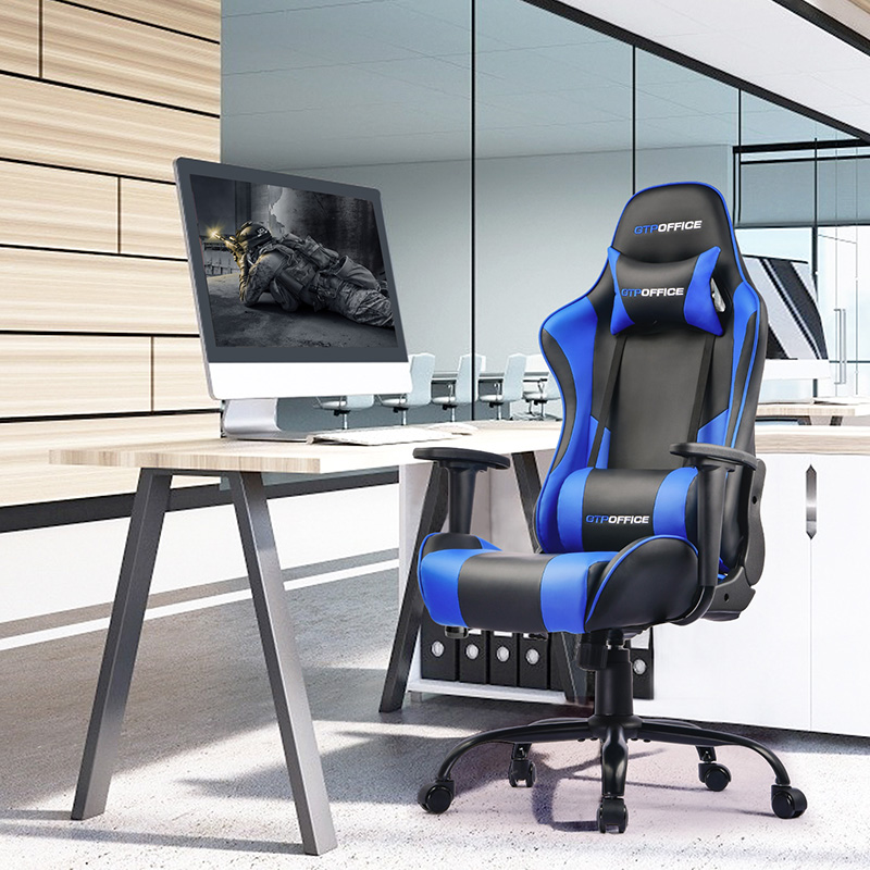 GTRACING Gaming Chair Massage Office Computer GTPOFFICE Series Racing Chair for Adult Reclining Adjustable Swivel Leather Chair High Back Desk Chair Headrest and Massage Lumbar Support Cushion