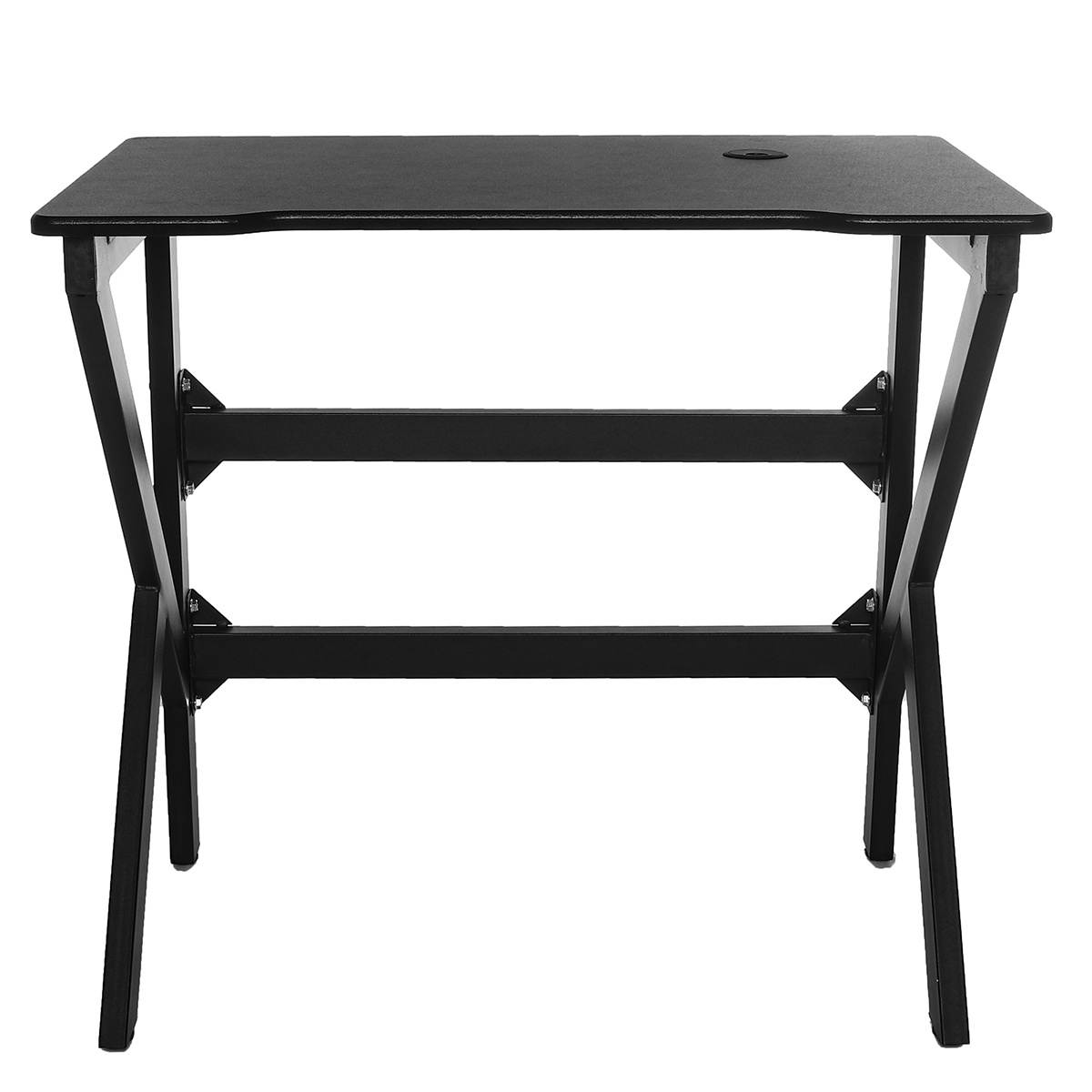 Gaming Desk 47.2" W x 23.6" D Office Computer Table, Black Gamer Workstation with 2 Cable Management Holes