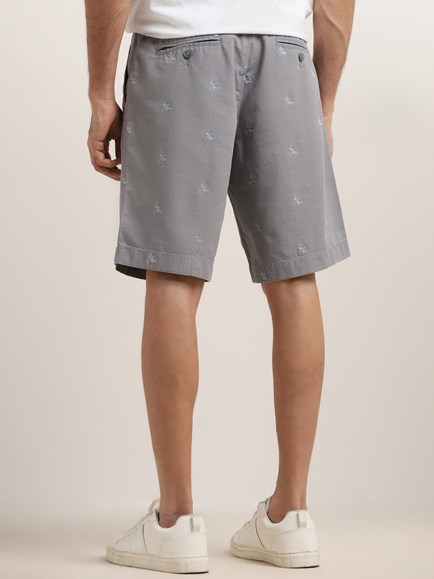 WES Casuals by Westside Grey Relaxed-Fit Mid-Rise Cotton Shorts