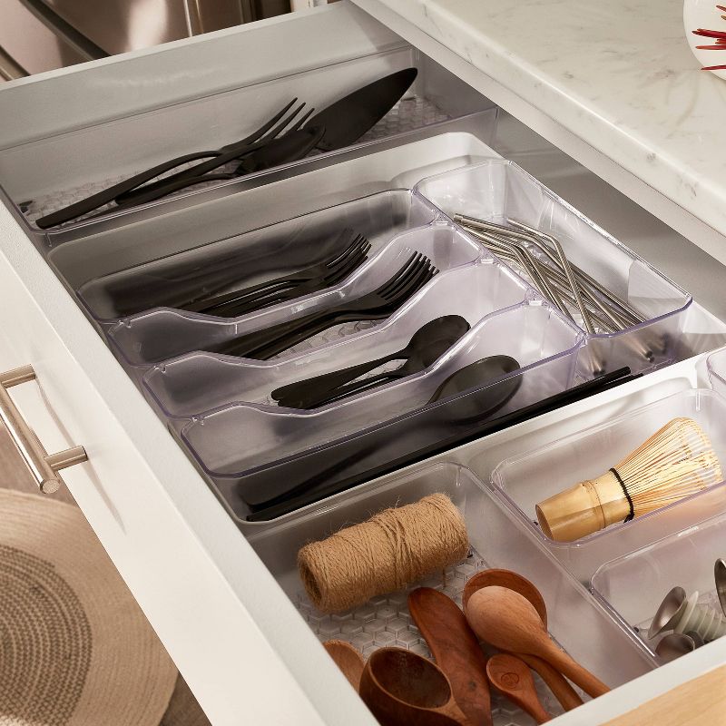 13"x16" Hexa Clear 6-Divider Silverware Tray Clear - Spectrum Diversified