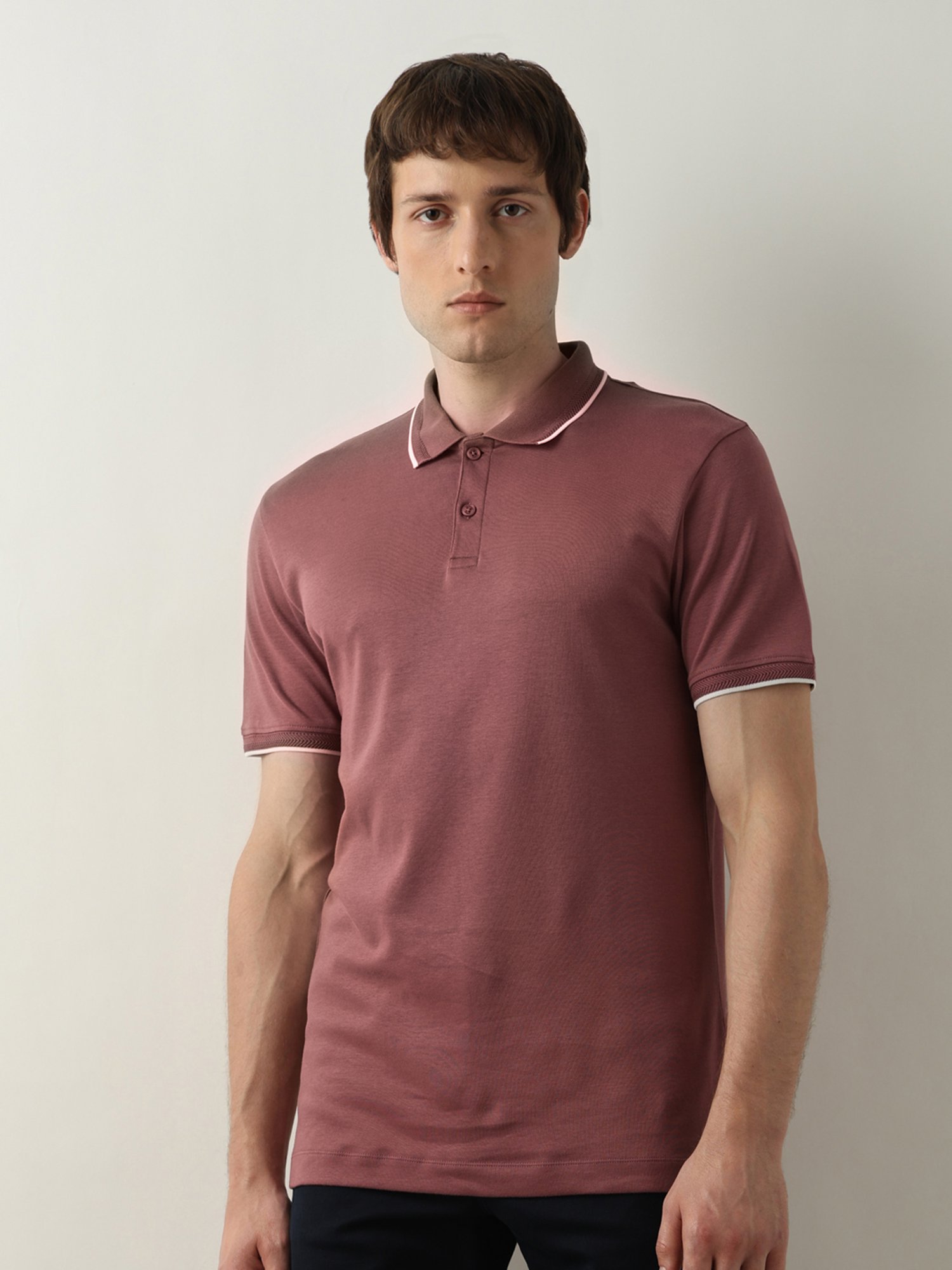 SELECTED HOMME Dark Pink Slim Fit Cotton Polo T-Shirt