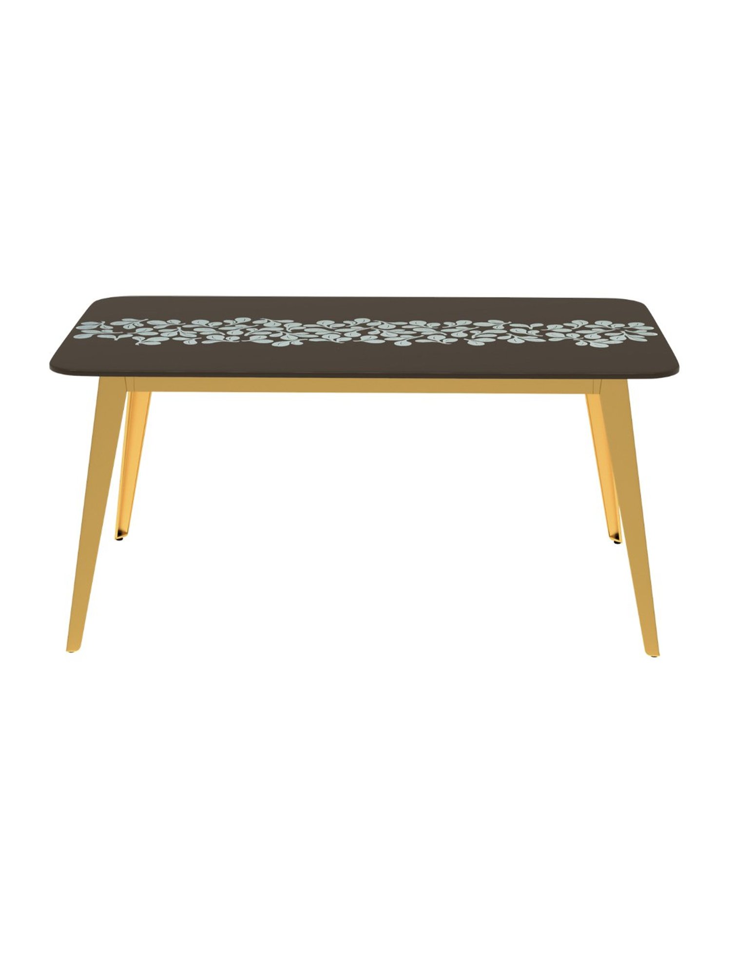 Godrej Interio Aurelia Grey & Yellow Tempered Glass 6 Seater Rectangular Dining Table