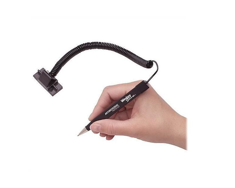 MMF Industries Wedgy Secure Ballpoint Stick Coil Pen with Scabbard Base Black Ink Fine 25828604