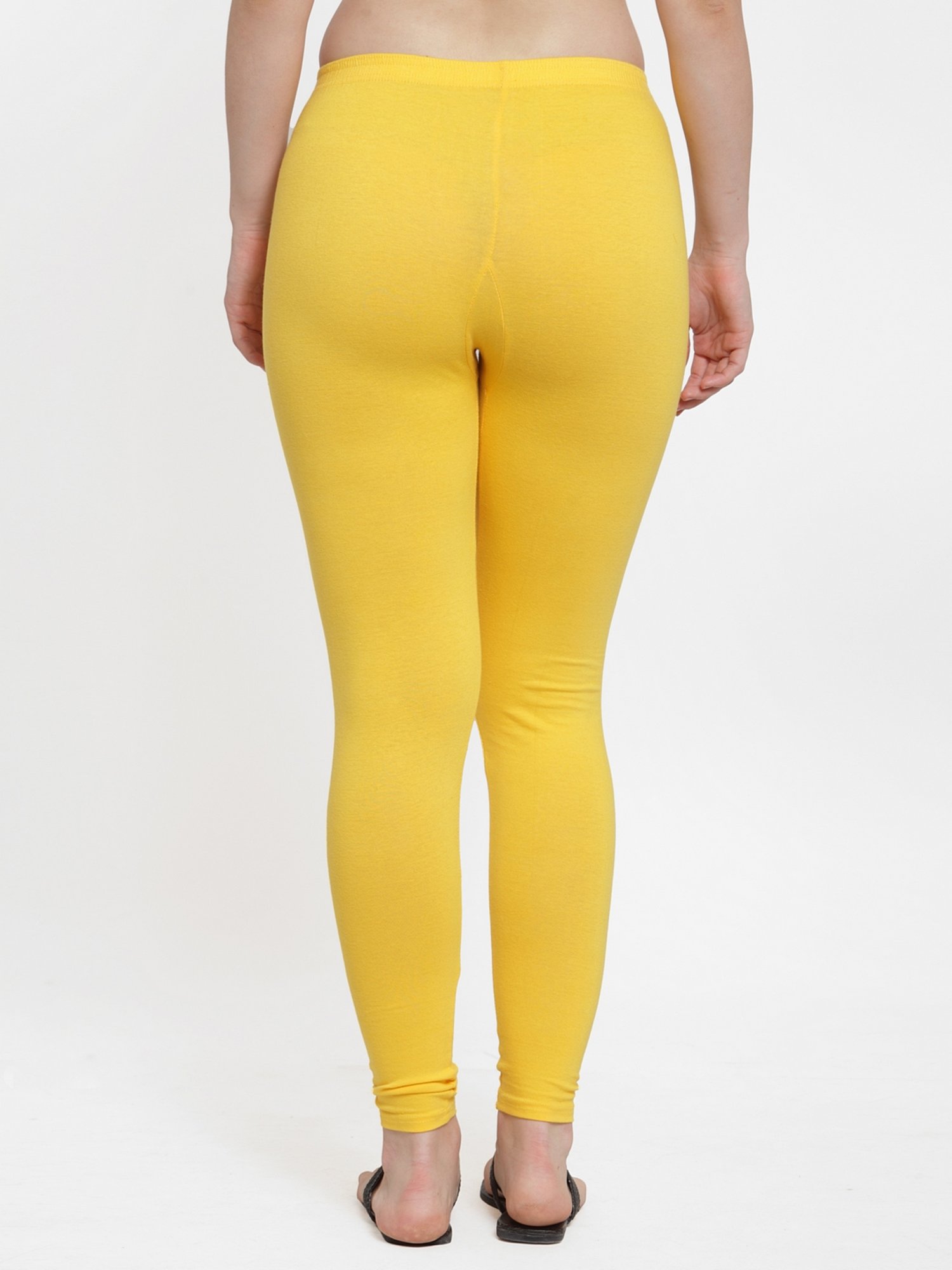 Gracit Yellow & Maroon Mid Rise Leggings - Pack Of 2
