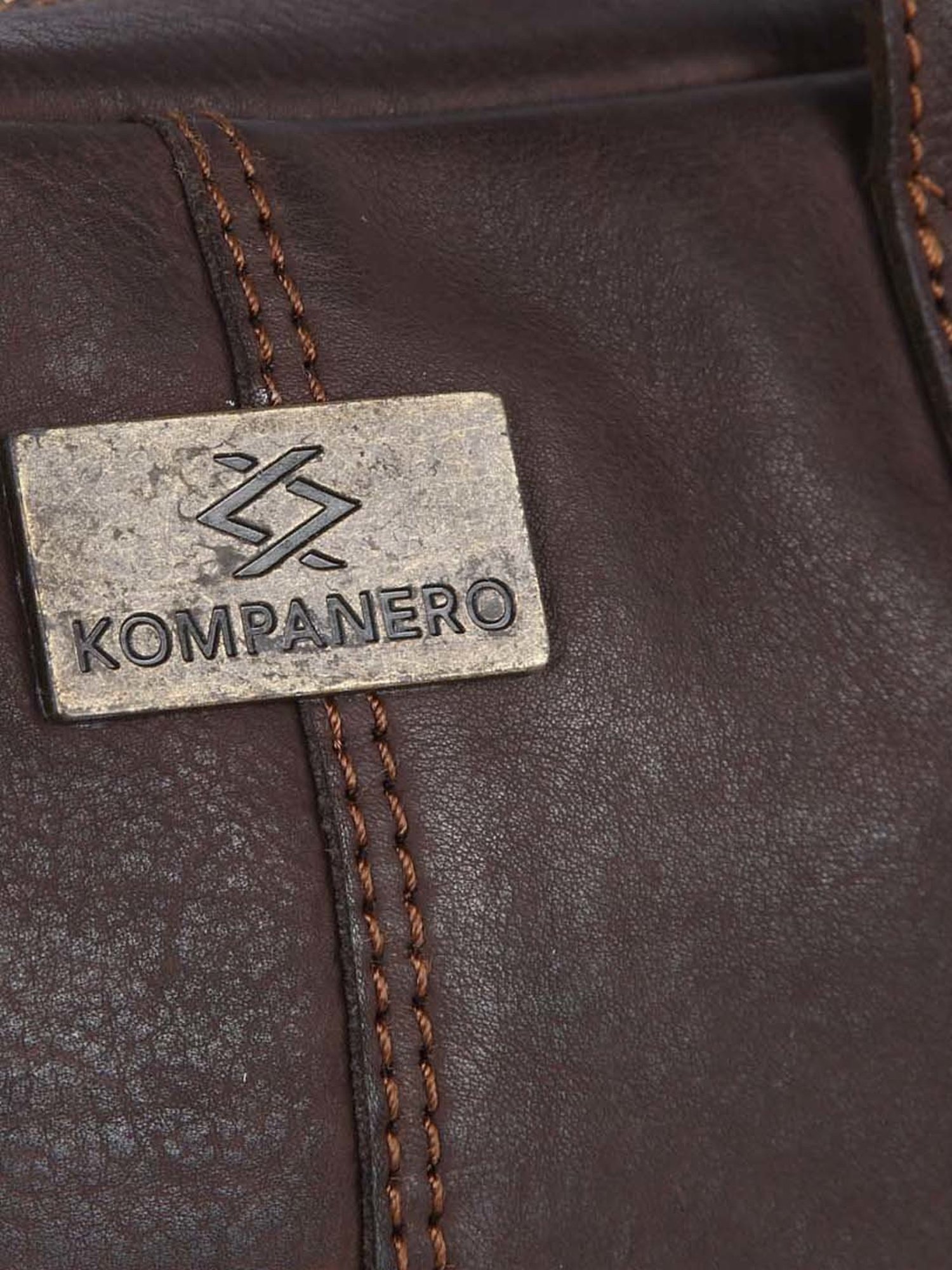 KOMPANERO Brown Leather Medium Messenger Bag