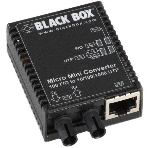 BLACK BOX LMC401A FAST ETHERNET (100-MBPS) MEDIA CONVERTER - 10/100/1000-MBPS COPPER TO 100-MBPS M
