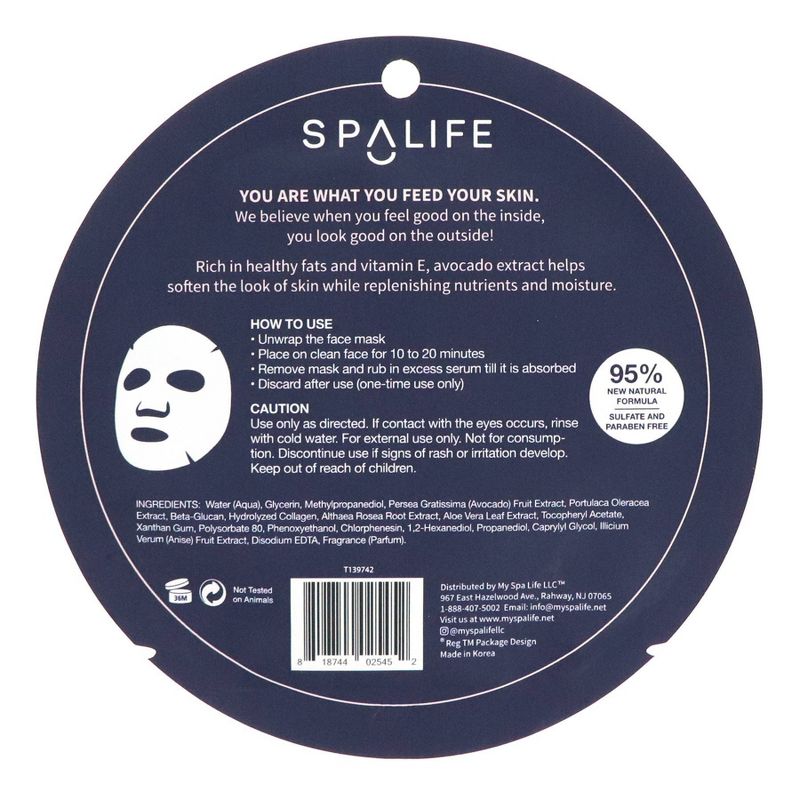SpaLife Moisturizing Face Mask Avocado - 0.81oz