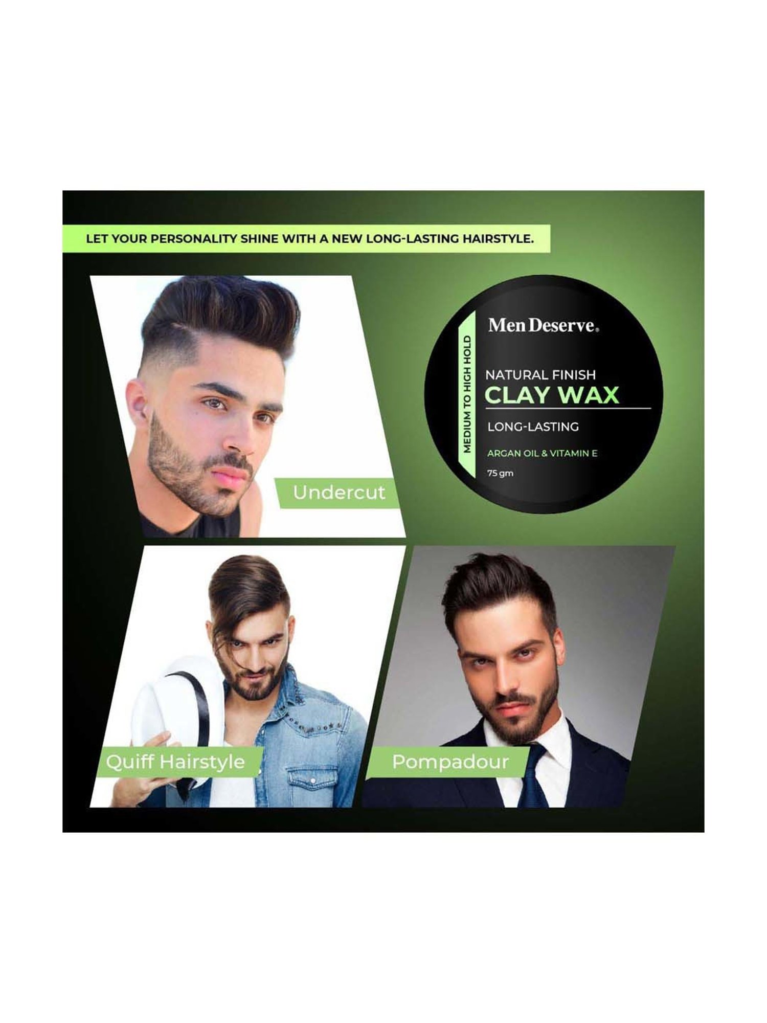 Men Deserve Natural Finish Hair Clay Wax - 75 gm