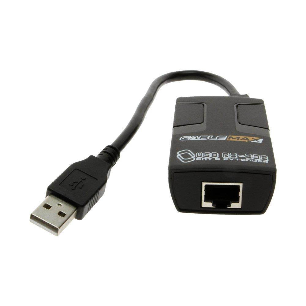 CableMax USB to RS 232 Extender dongle - Extend up to 270FT via Cat5 Cable