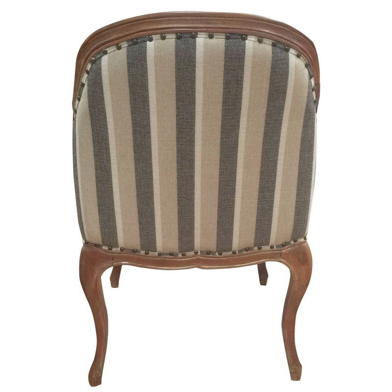 Striped Fabric Arm Wooden Frame Accent Chair Gray/Brown - The Urban Port
