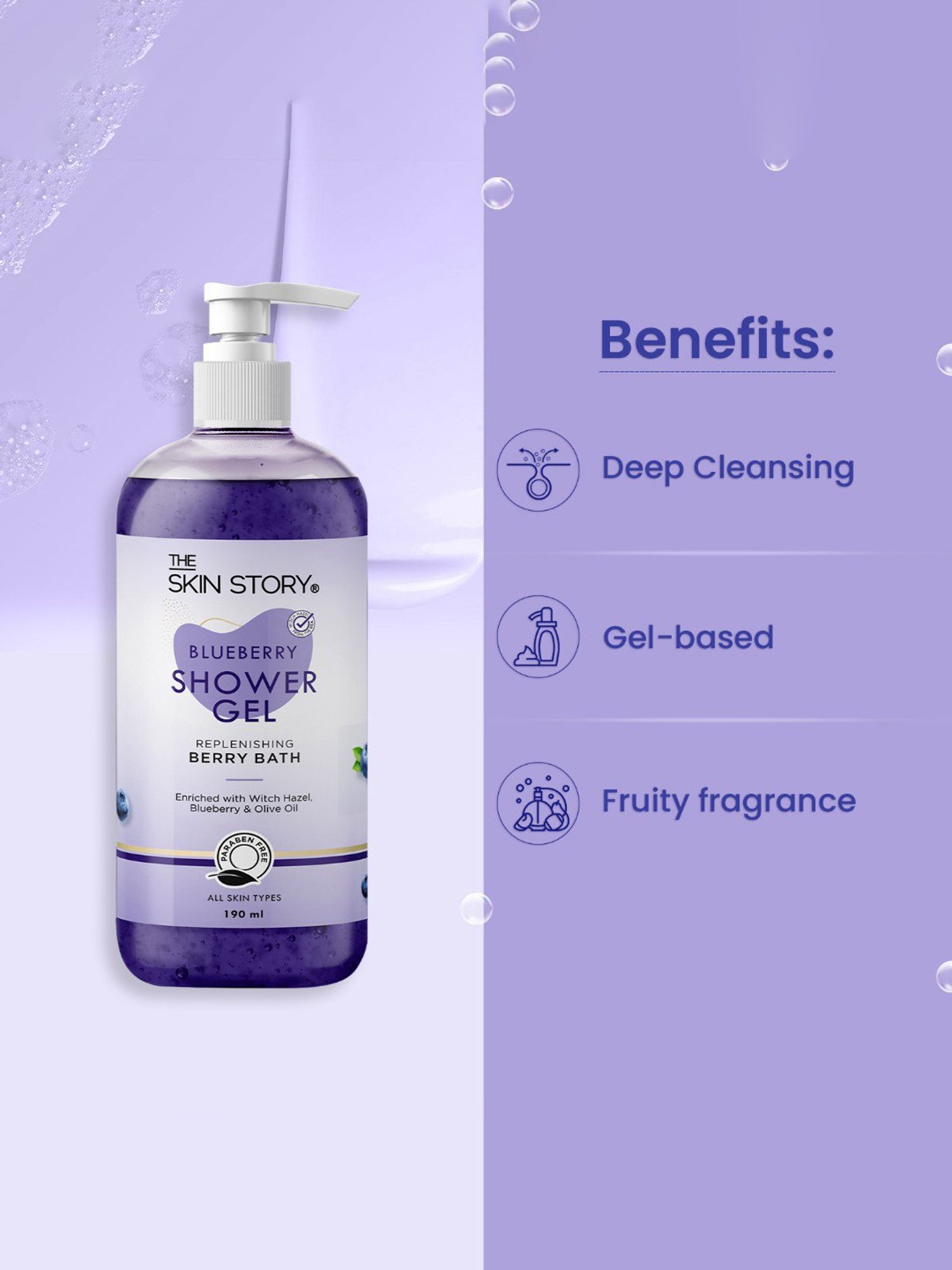The Skin Story Blueberry Replenishing Berry Bath Shower Gel - 190 ml