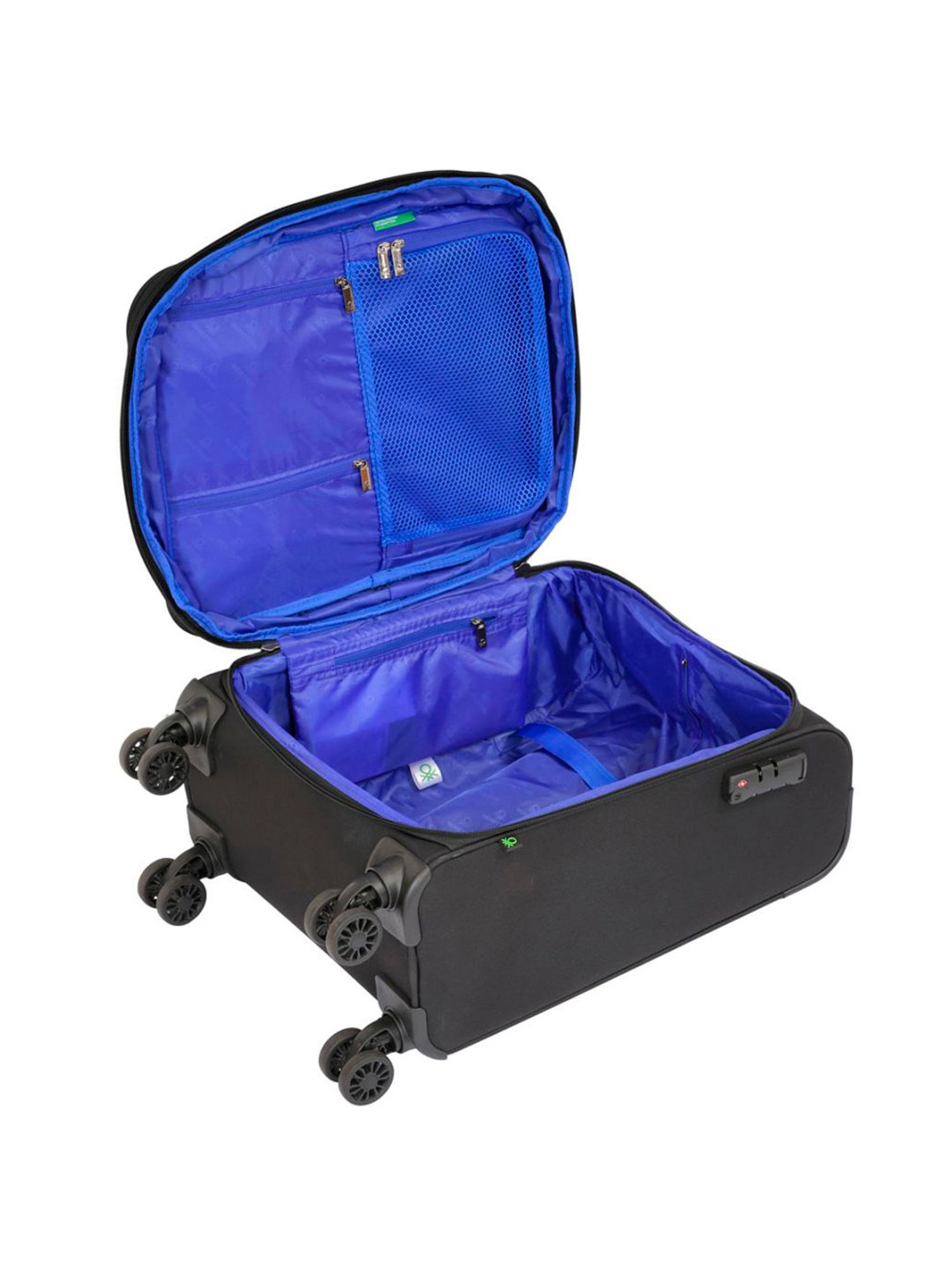 United Colors of Benetton Archimedes Black & Grey Color Block Soft Cabin Trolley Bag -58 Cms