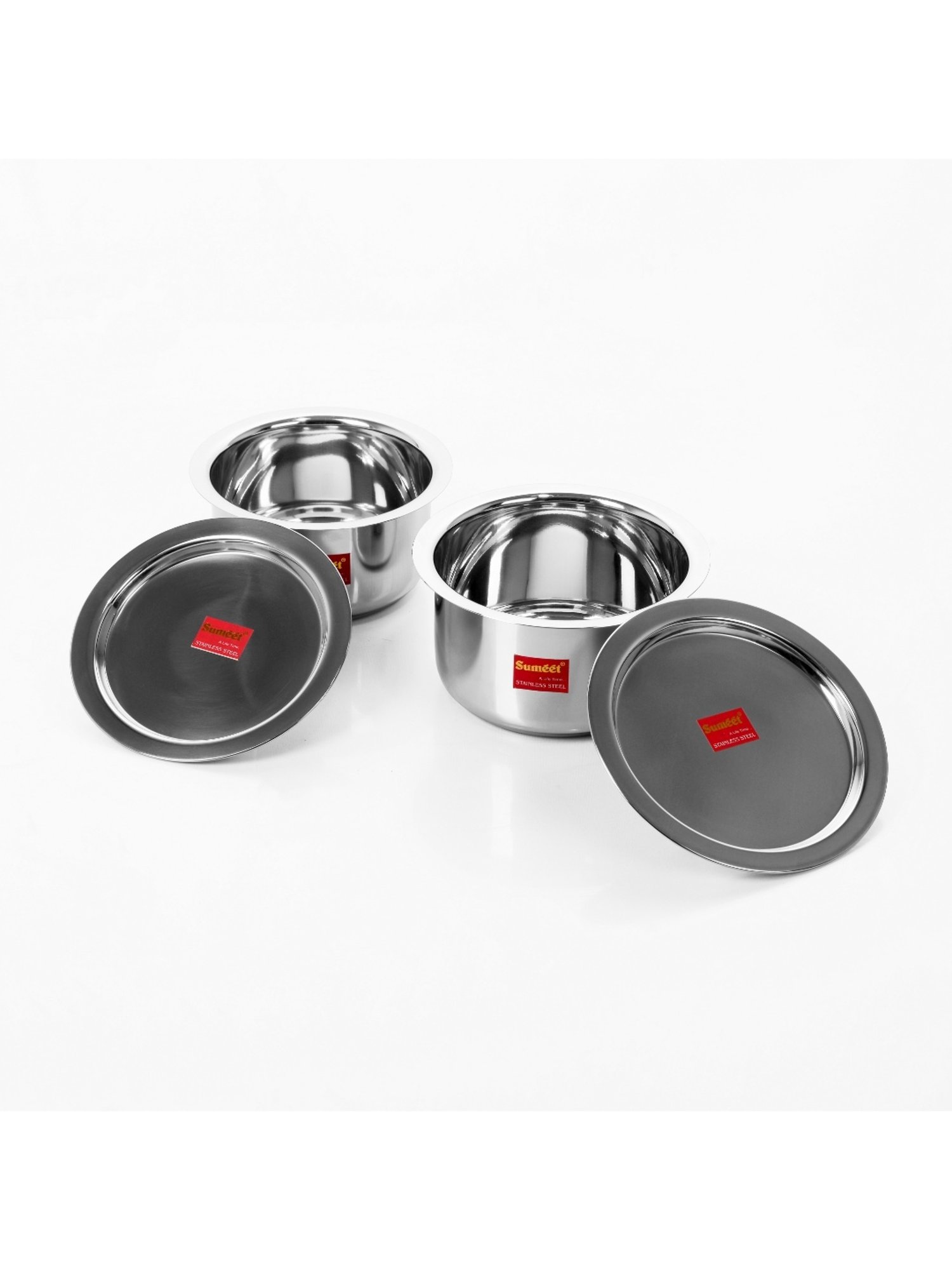 Sumeet 2Pc S.S.Induction&Gas Stove Friendly Container Set/Tope/Cookware Set With Lids Size10 & 11