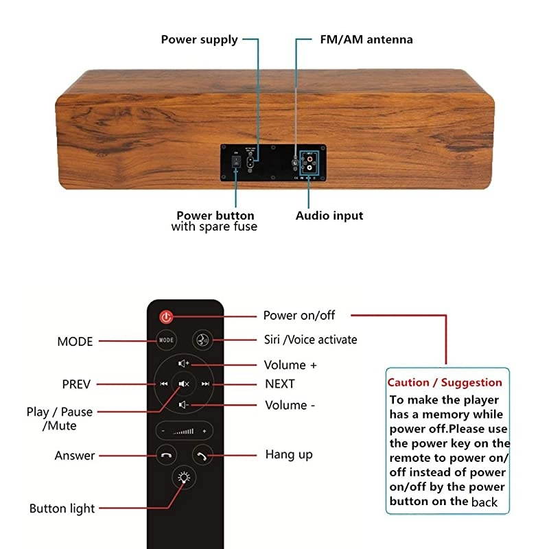 CD Player for Home with Bluetooth Stereo System Wooden Desktop Speakers FM Radio USB SD AUX Remote Control, 28 Inch Long 20 Pounds Weight