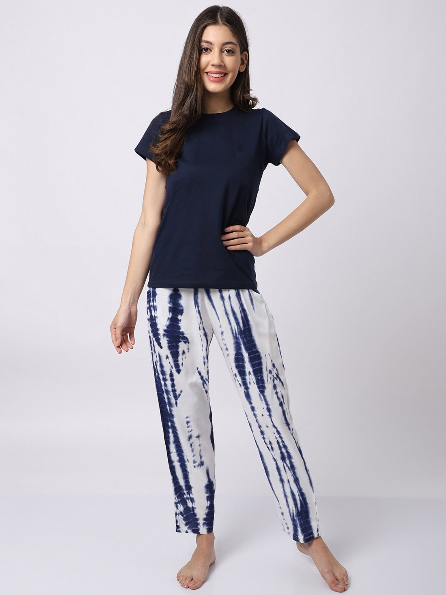 Boston Club Navy Printed T-Shirt With Pyjamas