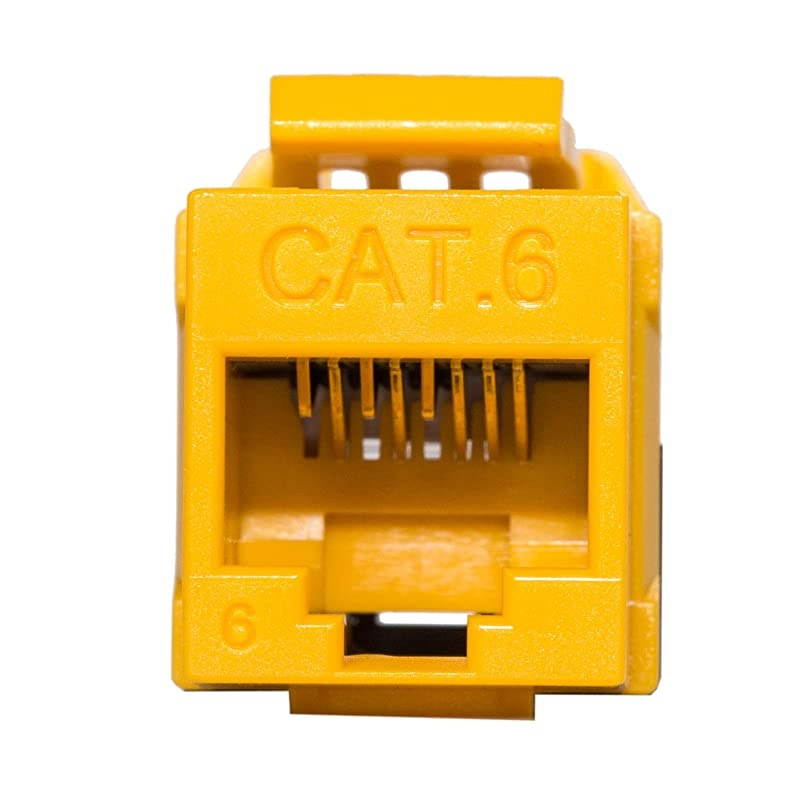10-Pack RJ45 Cat6 Slim Profile UTP Unshielded Keystone Jack (Yellow)