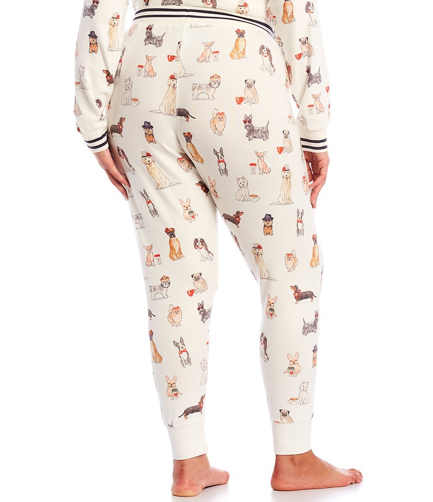 PJ Salvage Plus Coffee & Canines Print Jersey Knit Jogger Sleep Pants
