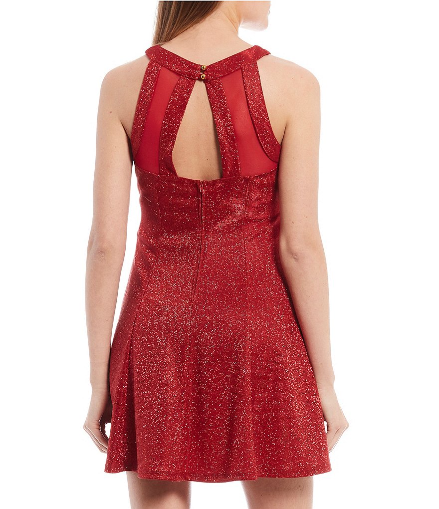 Honey and Rosie X-Front Metallic Shine A-Line Dress