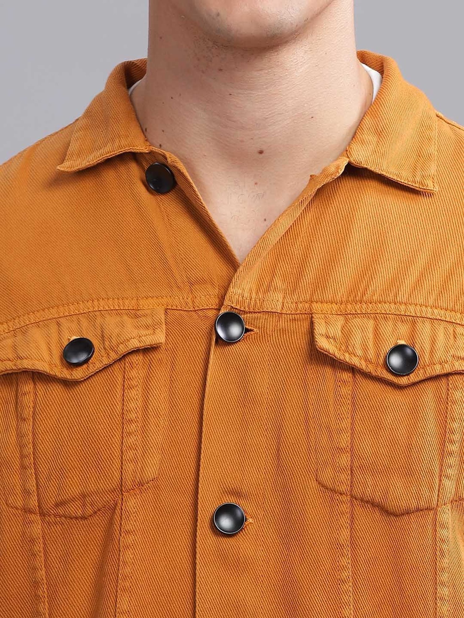 Kuons Avenue Gold Regular Fit Denim Jacket